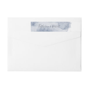 Bande Pour Adresse De Retour Adresse de Mariage Dusty Gold et Blue