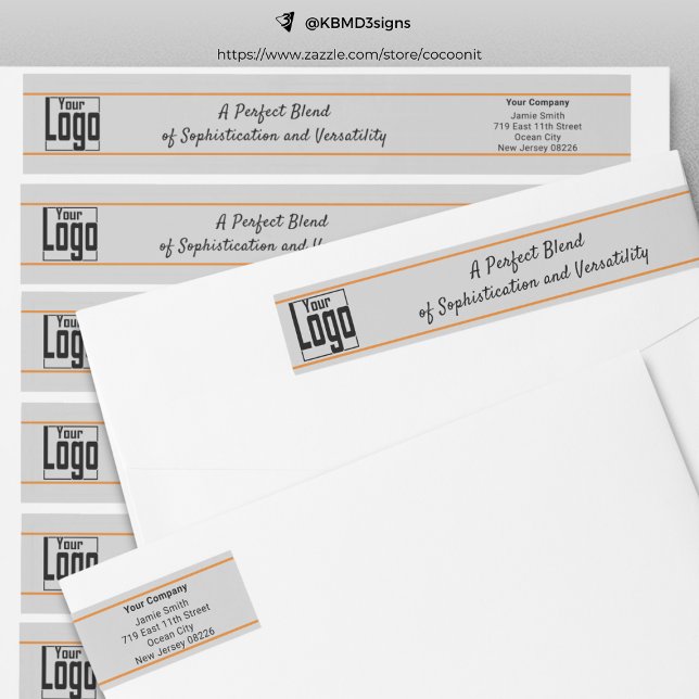 Bande Pour Adresse De Retour Adresse de retour du logo simple de l'entreprise (Simple Company Logo Tagline Return Address Wrap Around Label)