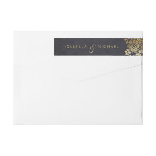Bande Pour Adresse De Retour Adresse de retour du mariage en dentelle noire or