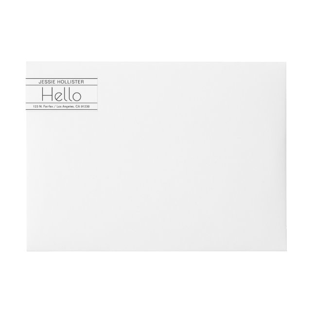 Bande Pour Adresse De Retour Adresse de retour moderne avec mot "Hello" blanc & (Devant)