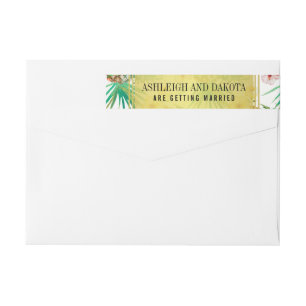 Bande Pour Adresse De Retour Ananas tropical et Hibiscus Destination Mariage