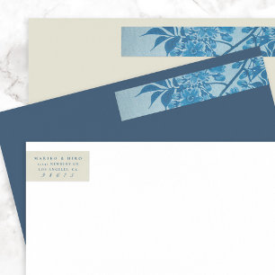 Bande Pour Adresse De Retour Antique Japonaise Blue Cherry Blossom Adresse