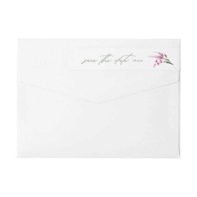 Bande Pour Adresse De Retour Aquarelle Mariage fleur sauvage blanc ID954 (Dos)