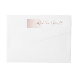 Bande Pour Adresse De Retour Aquarelle rose et Mariage or Rose