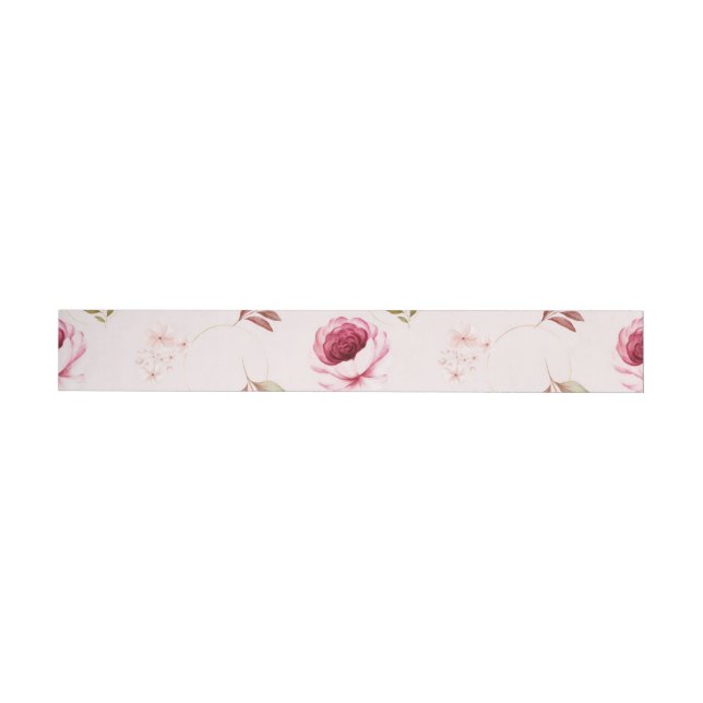 Bande Pour Adresse De Retour Aquarelle Roses 30 (Individuel)