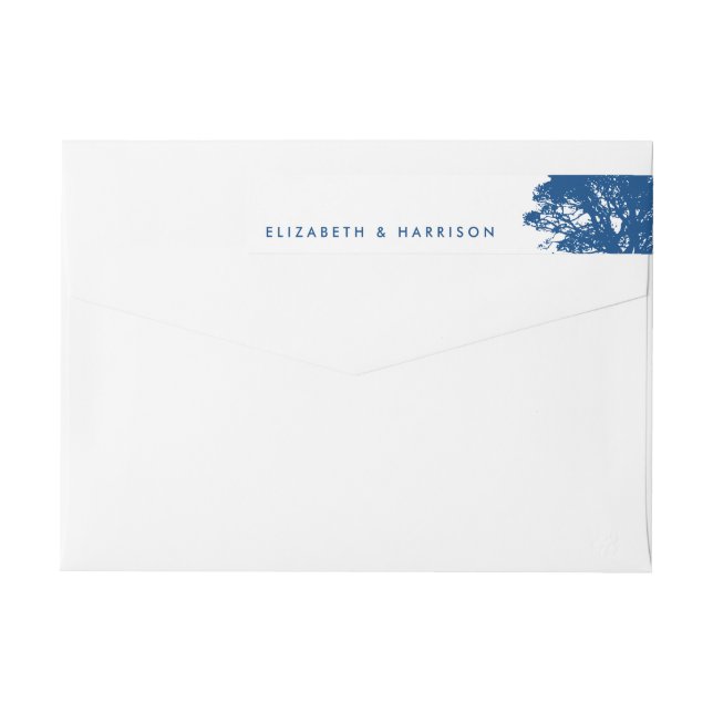 Bande Pour Adresse De Retour Arbre de chêne bleu, Mariage rustique et minimalis (Dos)