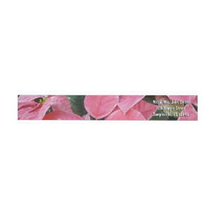 Bande Pour Adresse De Retour Argent Star Marbre Poinsettias Pink Holiday Floral
