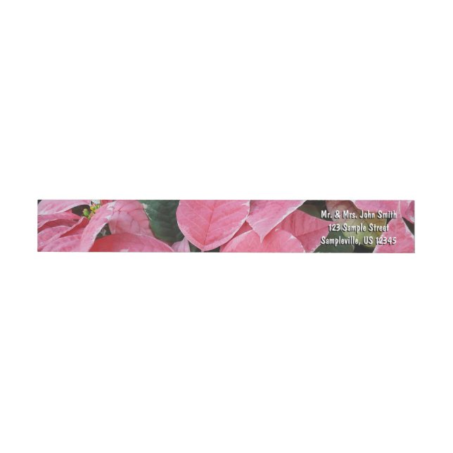 Bande Pour Adresse De Retour Argent Star Marbre Poinsettias Pink Holiday Floral (Individuel)
