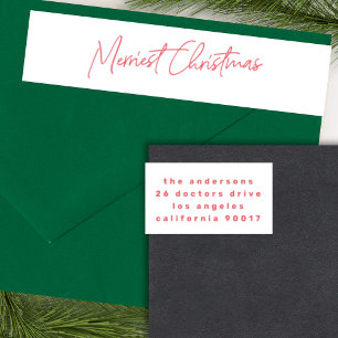 Bande Pour Adresse De Retour Autocollant de Noël en rouge blanc personnalisé