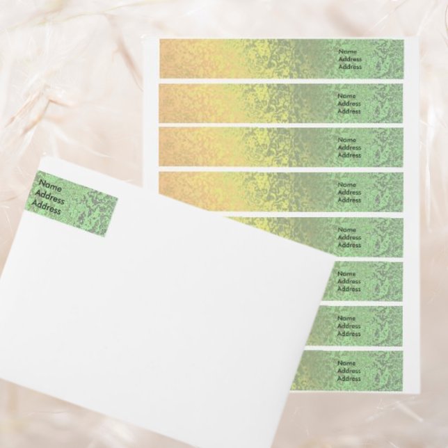 Bande Pour Adresse De Retour Automne Vert Jaune Enveloppement Retour Adresse La (Autumn Shade Green Yellow Wrap Return Address Lab Wrap Around Label)