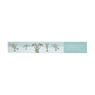 Bande Pour Adresse De Retour Belle Dancing Reindee - Noël