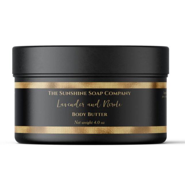 Bande Pour Adresse De Retour Black and Gold Foil Luxury Cosmetics Jar Label (Créateur téléchargé)