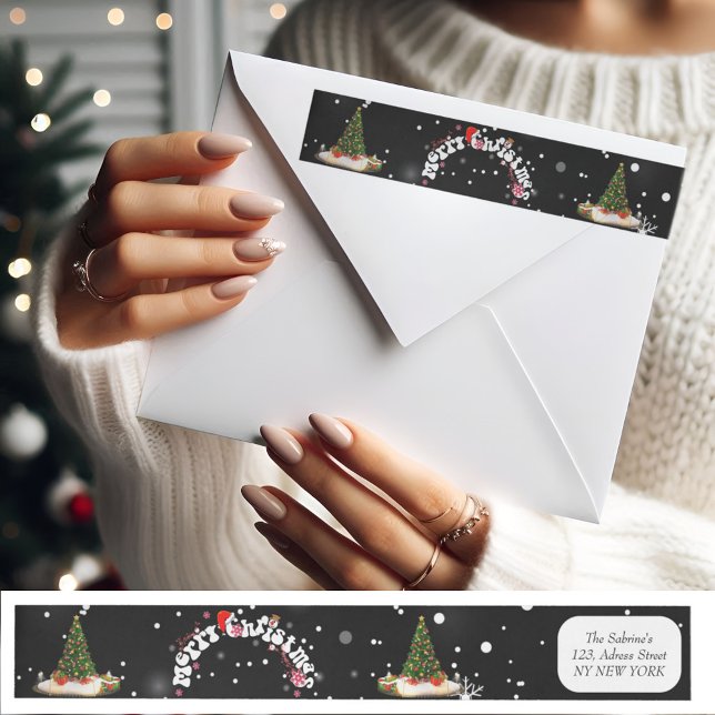 Bande Pour Adresse De Retour Black Joyer Noël Graffiti Retourner l'adresse (Créateur téléchargé)