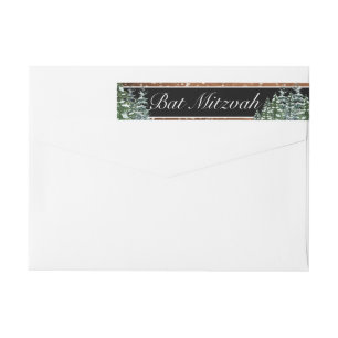 Bande Pour Adresse De Retour Black Snowy Wood & Forest Bar Bat mitzvah Annivers
