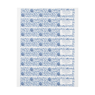 Bande Pour Adresse De Retour Blue Chinoiserie Chic Elegant Lady Adresse de reto