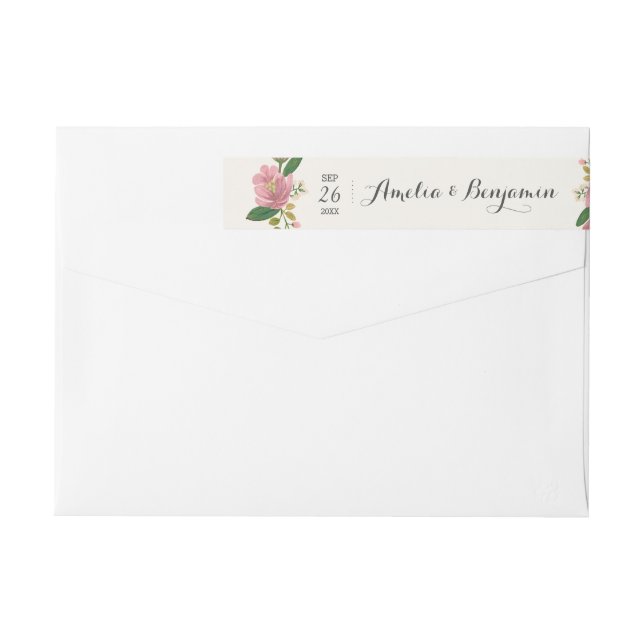 Bande Pour Adresse De Retour Blush Bouquet Mariage (Dos)