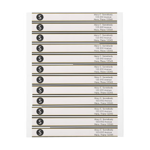 Bande Pour Adresse De Retour Bordure noire et or Monogramme