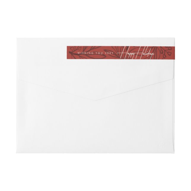 Bande Pour Adresse De Retour Boughs rouge rouille Happy Holidays Mail (Dos)