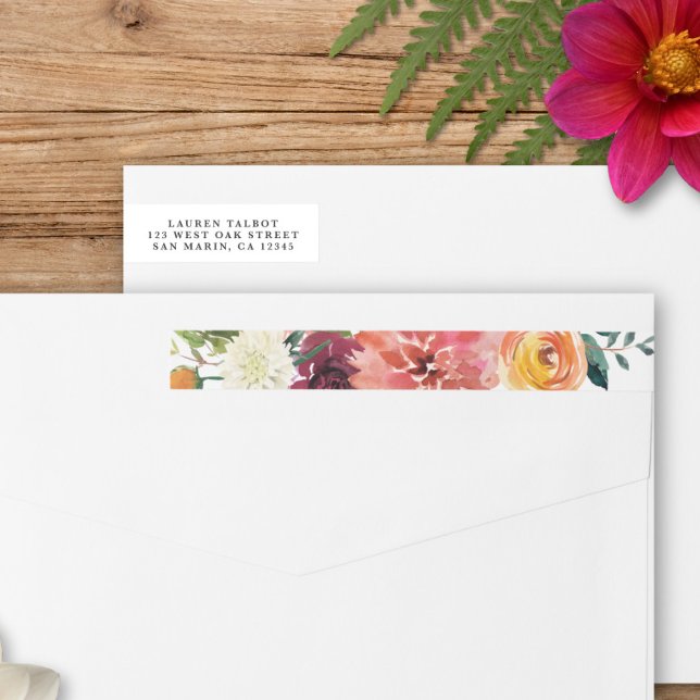 Bande Pour Adresse De Retour Bouquet d'aquarelle romantique | Adresse de retour (Créateur téléchargé)