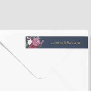 Bande Pour Adresse De Retour Burgundy Red Blooms Boho Mariage Retour