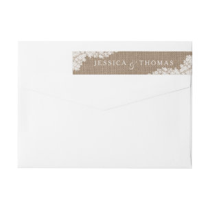 Bande Pour Adresse De Retour Burlap Rustique et collection Vintage de dentelle