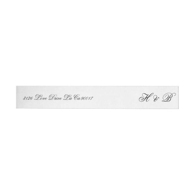Bande Pour Adresse De Retour Calligraphie Monogramme noir et blanc Mariage offi (Individuel)