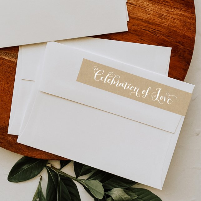 Bande Pour Adresse De Retour Célébration de l'Amour Rustique Kraft Mariage (Créateur téléchargé)