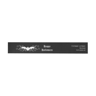 Bande Pour Adresse De Retour Chauve-souris d'Halloween gothique blanche sur noi