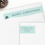 Bande Pour Adresse De Retour Christmas Snow Mountain | Scandi Return Address<br><div class="desc">Simple, stylish snow mountain wrap around label with a trendy graphic illustration of a mountain in navy blue, a white snowy peak, snow covered ground and pale blue sky background in a minimalist 'scandi' scandinavian design style. The "Merry Christmas" greeting, name and address can be easily personalized for your own...</div>