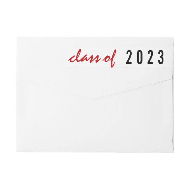Bande Pour Adresse De Retour Classe de graduation 2021 manuscrite rouge, noir (Dos)