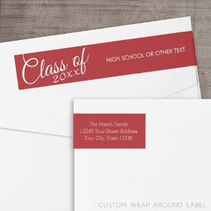 Bande Pour Adresse De Retour Classe de Graduation rouge de l'année et du texte