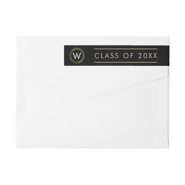 Bande Pour Adresse De Retour Classic Wreath EDITABLE COULEUR Graduation (Dos)