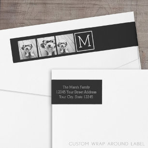 Bande Pour Adresse De Retour Collage photo tendance noir et blanc avec Monogram