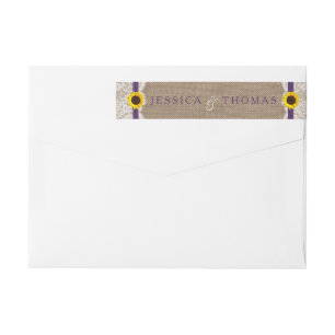 Bande Pour Adresse De Retour Collection de Mariages de tournesol rustique - vio
