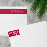 Bande Pour Adresse De Retour Comfort & Joy Christmas Minimalist Adresse de reto<br><div class="desc">Voici notre Magenta Pink Confort & Joy Christmas Minimalist Return Address Wrap Around Étiquette, un choix charmant et dynamique pour ajouter une pop de couleur et d'élégance à vos salutations de vacances. Ces étiquettes ont un arrière - plan rose magenta vivant orné des mots "Confort & Joie" dans une police...</div>