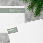 Bande Pour Adresse De Retour Comfort & Joy Christmas Minimalist Adresse de reto<br><div class="desc">Voici notre Sage Green Comfort & Joy Christmas Minimalist Return Address Wrap Around Étiquette, un choix harmonieux et inspiré de la nature pour améliorer vos voeux de vacances. Ces étiquettes ont un arrière - plan vert sauge apaisant orné des mots "Confort & Joie" dans une police minimaliste et élégante. La...</div>
