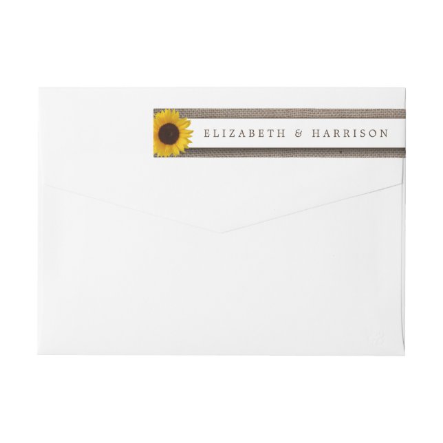 Bande Pour Adresse De Retour Country Rustic Tournesol & Mariage Burlap (Dos)