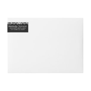 Bande Pour Adresse De Retour Dentelle blanche sur noir