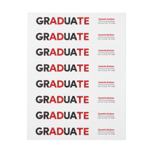 Bande Pour Adresse De Retour Diplôme Lettres Angles Coupés Rouges Grandes Gras