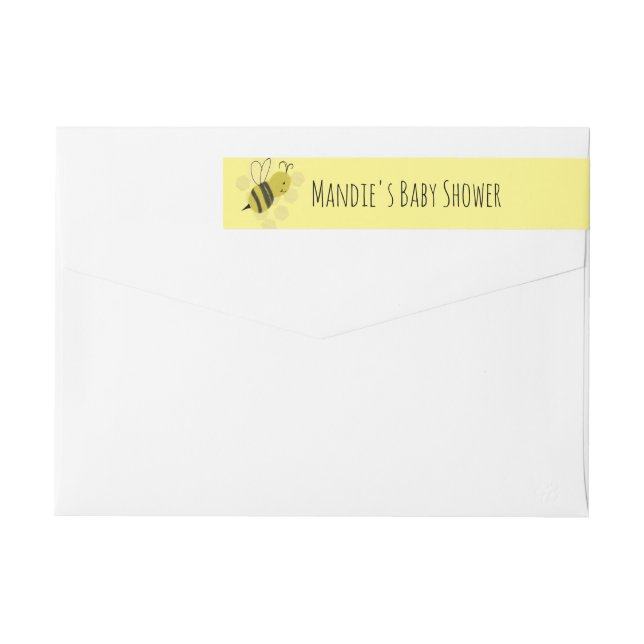 Bande Pour Adresse De Retour Doodle Bee Baby shower Jaune (Dos)