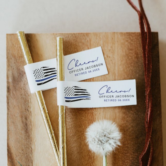 Bande Pour Adresse De Retour Drapeau de la paille mince de la ligne bleue (Créateur téléchargé)