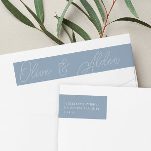 Bande Pour Adresse De Retour Dusty Blue Script Watermark Mariage Adresse de ret