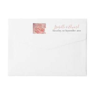 Bande Pour Adresse De Retour Elégant Coral Rose Aquarelle Mariage Mailing