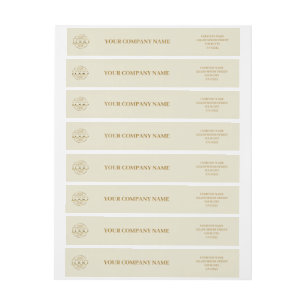 Bande Pour Adresse De Retour Élégant Minimaliste Beige Or Logo Entreprise Marqu