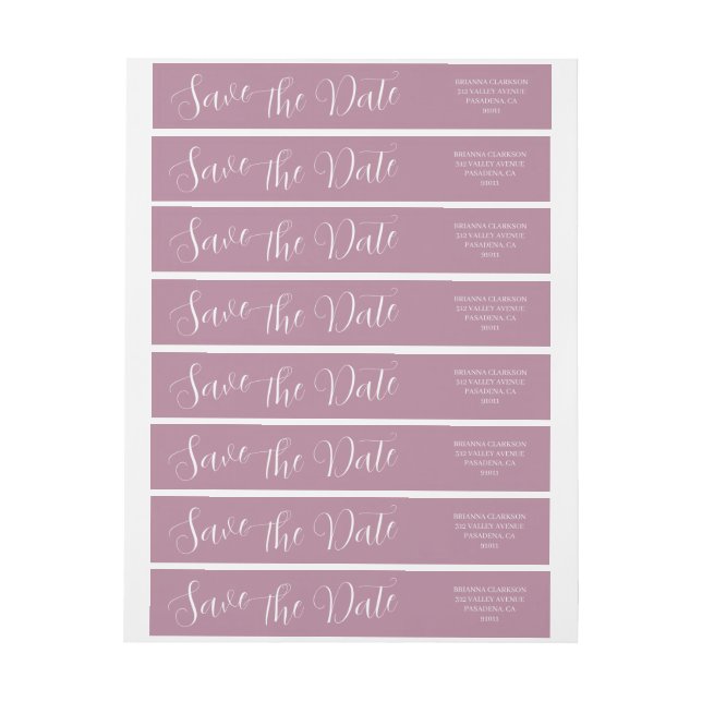 Bande Pour Adresse De Retour Elégant Moderne Simple Mauve Mariage Enregistrer l (Feuille)