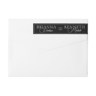 Bande Pour Adresse De Retour Élégant noir et blanc moderne et Mariage de script