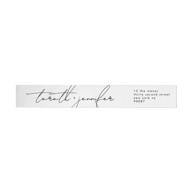 Bande Pour Adresse De Retour Élégant nom de script Enveloppe Mariage (Individuel)