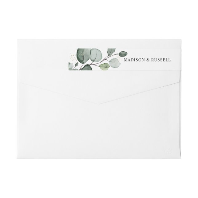 Bande Pour Adresse De Retour Élégantes feuilles d'eucalyptus Adresse de retour (Dos)
