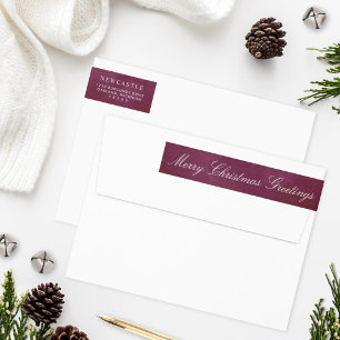 Bande Pour Adresse De Retour Élégantes salutations de joyeux Noël en Bourgogne