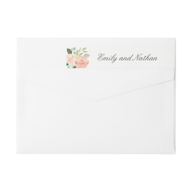 Bande Pour Adresse De Retour Envelopper Floral Blush Aquarelle autour du Étique (Dos)